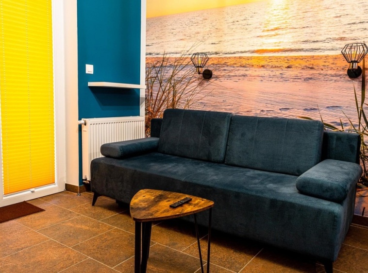 Apartamenty Rozewska Apartament B61 - salon z 2-osobową rozkładaną sofą?v=1.0