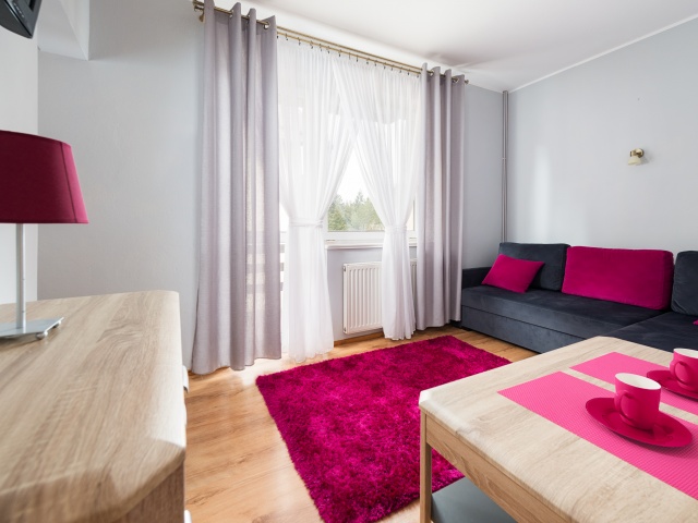 Apartament- pokój wypoczynkowy z balkonem i garderobą